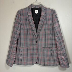Gap Academy Blazer Womens 12 Grid Plaid Red Black White 366216-00 FA18‎